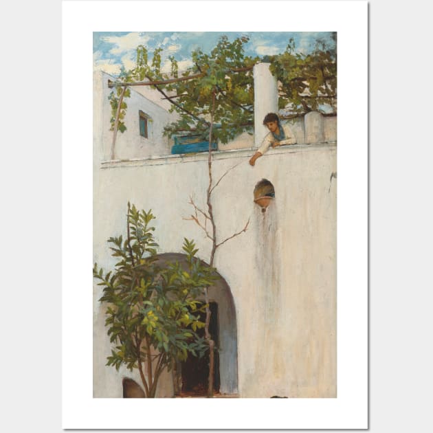 Lady on a Balcony, Capri by John William Waterhouse Wall Art by Classic Art Stall